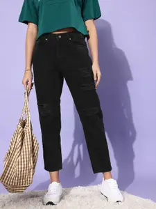 Roadster Women Stylish Black Straight Fit Cropped Stretchable Jeans
