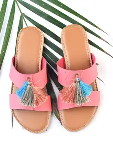 Street Style Store Women Pink Solid Open Toe Flats