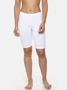 Leading Lady Women White Solid Lounge Shorts c-short