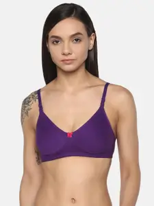 Leading Lady cool Purple Solid Non-Wired Non Padded T-shirt Bra