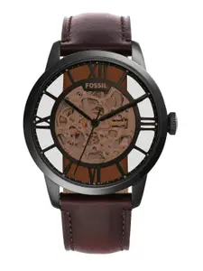 Fossil Men Black Printed Leather Analogue Watch ME3098