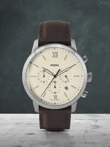 Fossil Men Cream-Coloured Chronograph Watch FS5380