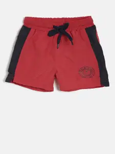 Palm Tree Boys Red Solid Regular Fit Shorts