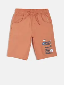 Palm Tree Boys Orange Solid Regular Fit Shorts