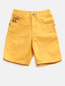 Palm Tree Boys Yellow Solid Regular Shorts