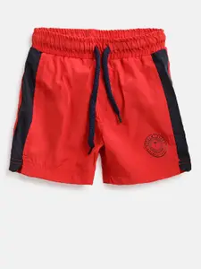 Palm Tree Boys Red Solid Regular Fit Shorts