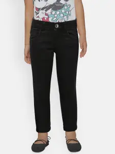 Gini and Jony Girls Black Regular Fit Solid Denim Jeans