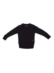 Allen Solly Junior Girls Black Self Design Sweatshirt