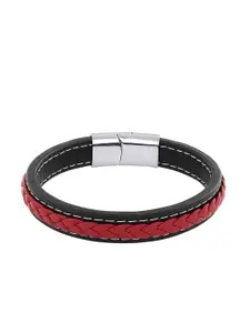 Moon Dust Red Leather Bangle-Style Bracelet