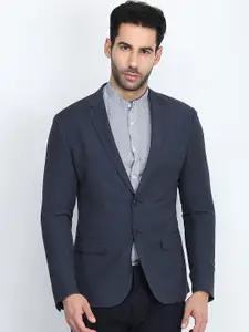 Antony Morato Men Blue Solid Slim-Fit Single-Breasted Pure Cotton Blazer