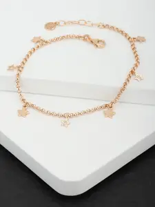 Carlton London 925 Sterling Silver-Rose Gold-Plated Anklet