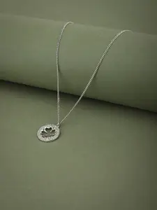 Carlton London 925 Sterling Silver- Rhodium-Plated Cubic Zirconia Studded Necklace