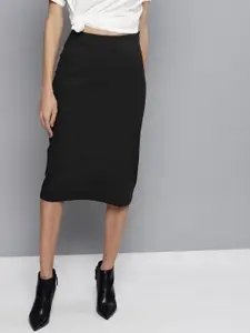 Besiva Women Black Solid Pencil Skirt