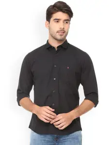 Louis Philippe Men Black Slim Fit Solid Casual Shirt