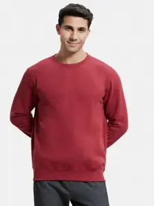 Jockey Men Maroon Melange Super Combed Cotton Rich Sweatshirt