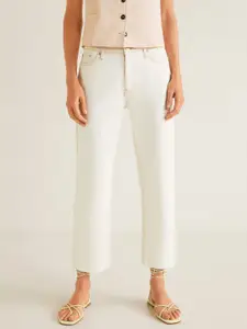 MANGO Women Cream-Coloured Regular Fit Mid-Rise Clean Look Cropped Jeans