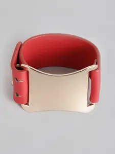 MANGO Red & Gold-Toned Cuff Bracelet