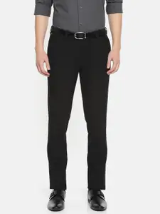 U.S. Polo Assn. Tailored Men Black Slim Fit Solid Formal Trousers