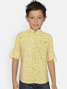 Gini and Jony Boys Yellow & Red Regular Fit Printed Casual Shirt