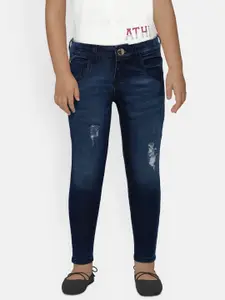 Gini and Jony Girls Blue Regular Fit Mid-Rise Low Distress Jeans