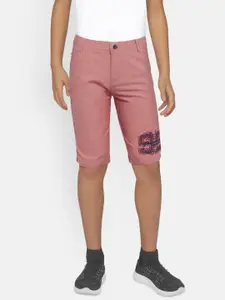 Palm Tree Boys Red Solid Regular Fit Shorts