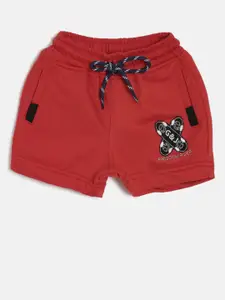 Gini and Jony Boys Red Solid Regular Shorts