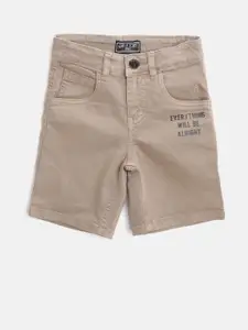 Gini and Jony Boys Taupe Solid Regular Fit Denim Shorts