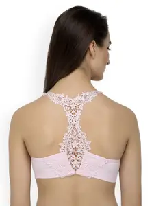 Laceandme Rose Lace Non-Wired Lightly Padded Styled Back Bralette Bra 4377