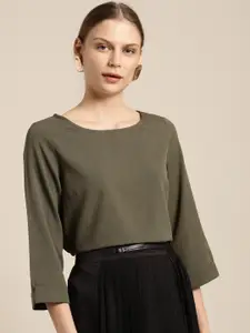 her by invictus Olive Green Smart Casual Top