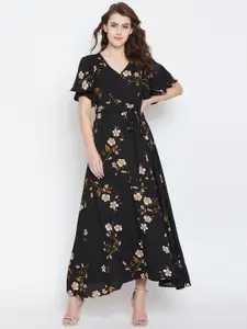 Berrylush Women Black Floral Printed Maxi Dress