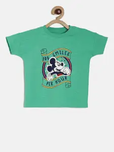 MINI KLUB Boys Green Disney Printed Round Neck Pure Cotton T-shirt