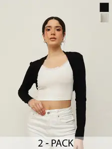 Espresso Womens Pack of 2 Black & Off White Shrugs