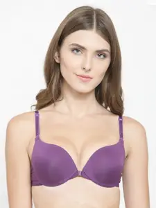 Quttos Purple Solid Underwired Lightly Padded Push-Up Bra QT-1-BR-203050