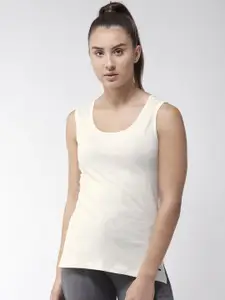 Alcis Alcis Women Off-White Solid Pure Cotton Top