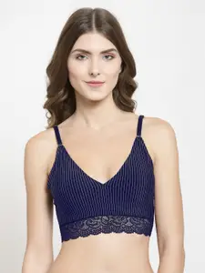 Quttos Blue Printed Non-Wired Lightly Padded Bralette Bra QT-SB-5134