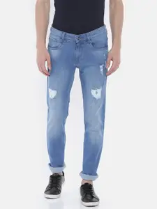 Parx Men Blue Slim Taper Fit Mid-Rise Mildly Distressed Stretchable Jeans