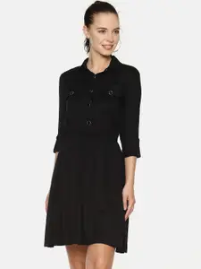 AARA Women Black Solid Shirt Dress