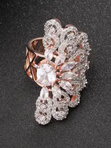 Priyaasi Rose Gold-Plated CZ-Studded Handcrafted Finger Ring