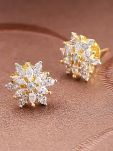 Priyaasi Gold-Plated Stone-Studded Floral Studs