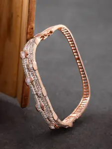 Priyaasi Rose Gold-Plated CZ Stone-Studded Handcrafted Bangle-Style Bracelet