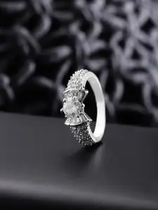 Priyaasi Silver-Plated CZ-Studded Handcrafted Ring