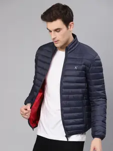 HRX by Hrithik Roshan Men Navy Blue Solid Lifestyle Hooded Heavy Puffer Jacket