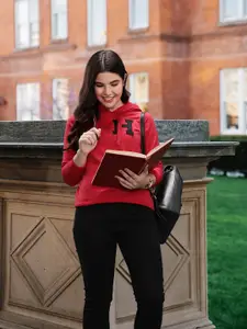 Harvard Women Charming Red Solid Whipped for Varsity Sweatshirt