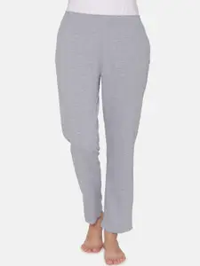 Clovia Women Grey Melange Solid Lounge Pants