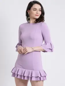 Kazo Women Lavender Solid Bodycon Dress