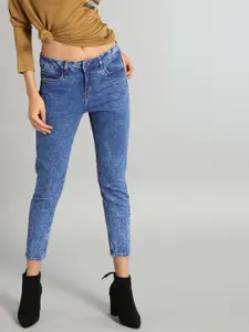 The Roadster Lifestyle Co Women Blue Skinny Fit Mid-Rise Clean Look Stretchable Jeans
