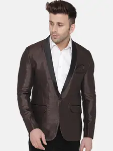 Wintage Men Brown Solid Regular-Fit Tuxedo Blazer