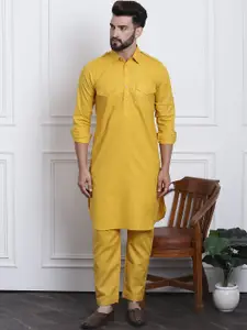 SOJANYA Men Mustard Solid Kurta with Salwar