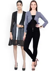 SCORPIUS Women Pack of 2 Solid Open front Shrugs