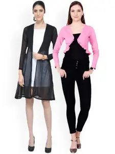 SCORPIUS Women Pack of 2 Open Front Shrugs